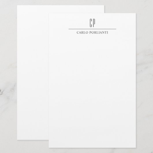 Moderne Monogram Professionele Eenvoudige Naam Briefpapier (Voorkant / Achterkant)