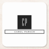 Moderne Monogram Professionele Eenvoudige Naam Kartonnen Onderzetters (Voorkant)