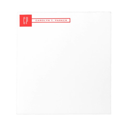 Moderne Monogram Professionele Eenvoudige Naam Roo Notitieblok (Voorkant)