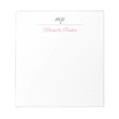 Moderne Monogram Professionele Eenvoudige Vrouweli Notitieblok (Voorkant)