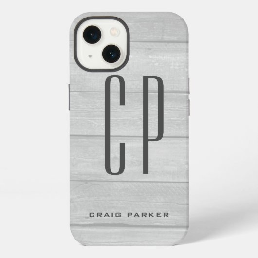 Moderne Monogram Professionele Effen Grijs iPhone Hoesje (Achterkant)