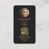 Moderne Monogram Professionele Elegante Zwarte Fot Visitekaartje (Achterkant)
