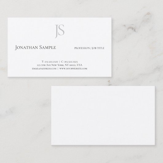 Moderne Monogram Professionele Minimalistische Sja Visitekaartje (Voorkant / Achterkant)