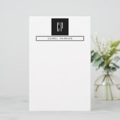 Moderne monogram professionele platina Eenvoudige  Briefpapier (Staand voorkant)