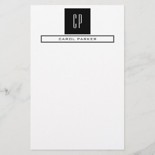 Moderne monogram professionele platina Eenvoudige  Briefpapier (Voorkant)