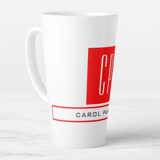 Moderne monogram professionele platina Eenvoudige  Latte Mok (Linkerhoek)