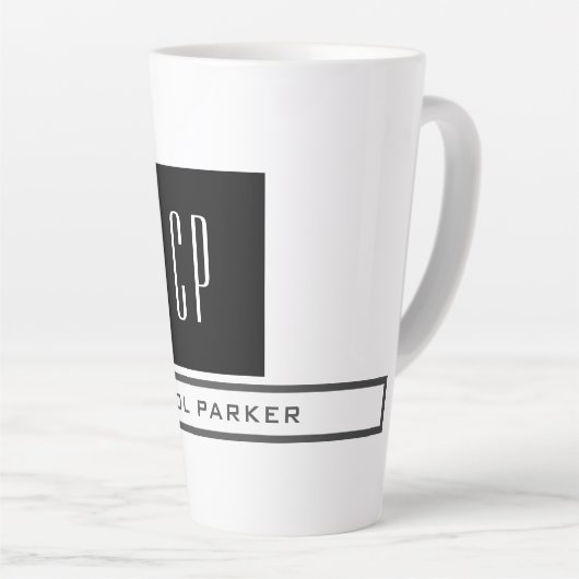 Moderne monogram professionele platina Eenvoudige Latte Mok (Rechterhoek)