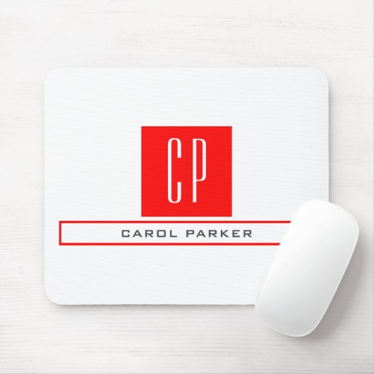 Moderne monogram professionele platina Eenvoudige  Muismat (Met muis)