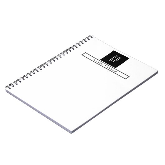 Moderne monogram professionele platina Eenvoudige  Notitieboek (Linkerzijde)