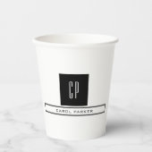 Moderne monogram professionele platina Eenvoudige  Papieren Bekers (Voorkant)