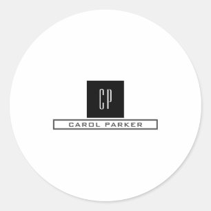 Moderne monogram professionele platina Eenvoudige Ronde Sticker