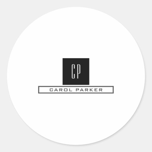 Moderne monogram professionele platina Eenvoudige  Ronde Sticker (Voorkant)