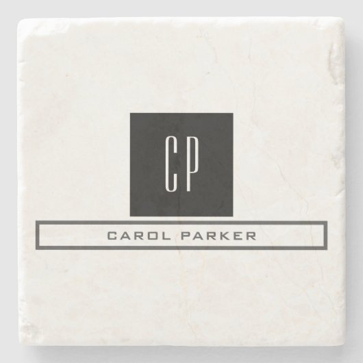 Moderne monogram professionele platina Eenvoudige  Stenen Onderzetter (Voorkant)