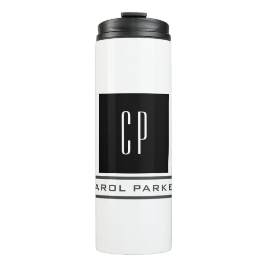 Moderne monogram professionele platina Eenvoudige  Thermosbeker (Voorkant)