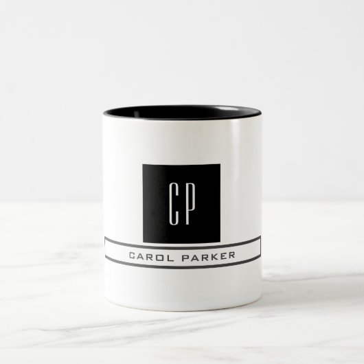 Moderne monogram professionele platina Eenvoudige  Tweekleurige Koffiemok (Center)