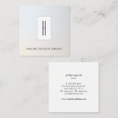 Moderne monogram, professionele zilver grijs vierkante visitekaartje (Voorkant / Achterkant)