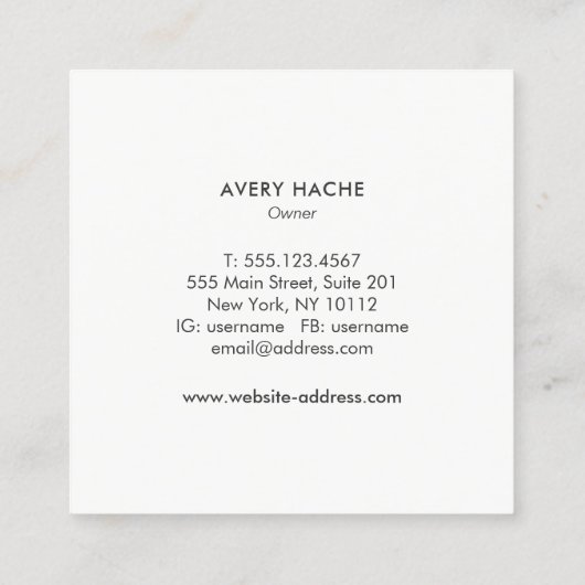 Moderne monogram, professionele zilver grijs vierkante visitekaartje (Achterkant)