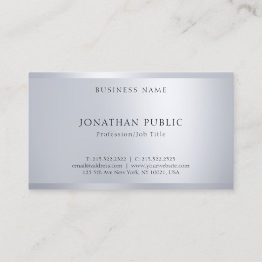 Moderne Monogram Professionele Zilveren Sjabloon Visitekaartje (Achterkant)