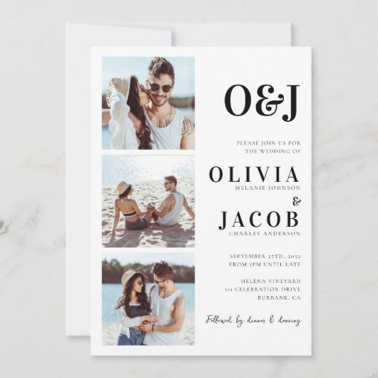 Moderne monogram QR-code bruiloft Kaart (Voorkant)