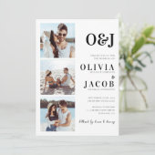 Moderne monogram QR-code bruiloft Kaart (Staand voorkant)