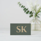 Moderne Monogram QR-code donkergroene sociale pict Visitekaartje (Staand voorkant)