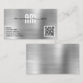Moderne Monogram QR-code Faux Geborsteld Metaal Visitekaartje (Voorkant / Achterkant)