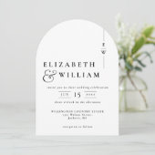 Moderne Monogram QR Code Foto Wedding Arch Kaart (Staand voorkant)