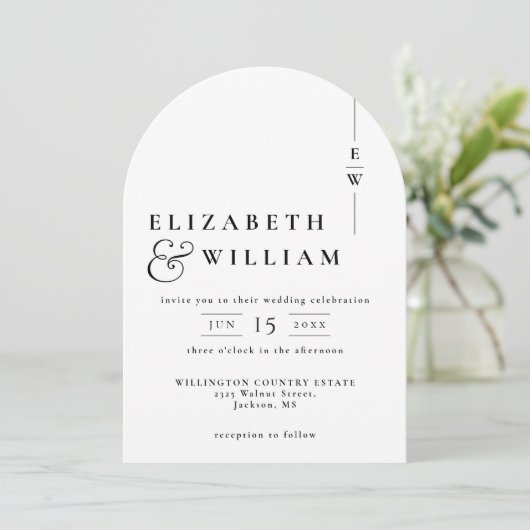 Moderne Monogram QR Code Foto Wedding Arch Kaart (Staand voorkant)