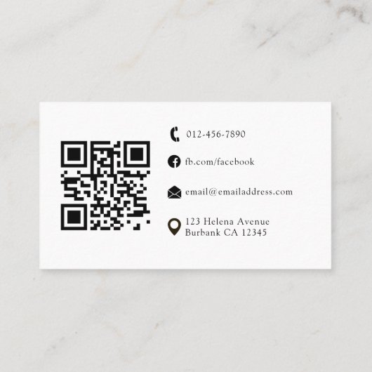 Moderne Monogram QR Code Minimalist Business Visitekaartje (Achterkant)