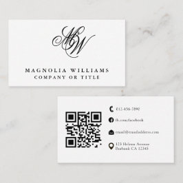 Moderne Monogram QR Code Minimalist Business Visitekaartje