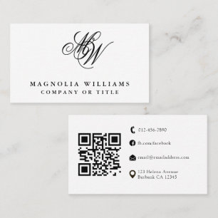 Moderne Monogram QR Code Minimalist Business Visitekaartje