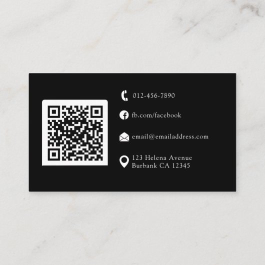 Moderne Monogram QR Code Minimalist Business Visitekaartje (Achterkant)