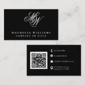 Moderne Monogram QR Code Minimalist Business Visitekaartje (Voorkant / Achterkant)