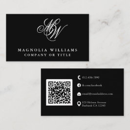 Moderne Monogram QR Code Minimalist Business Visitekaartje