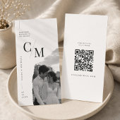 Moderne Monogram QR Save the Date Trouwkaart.
