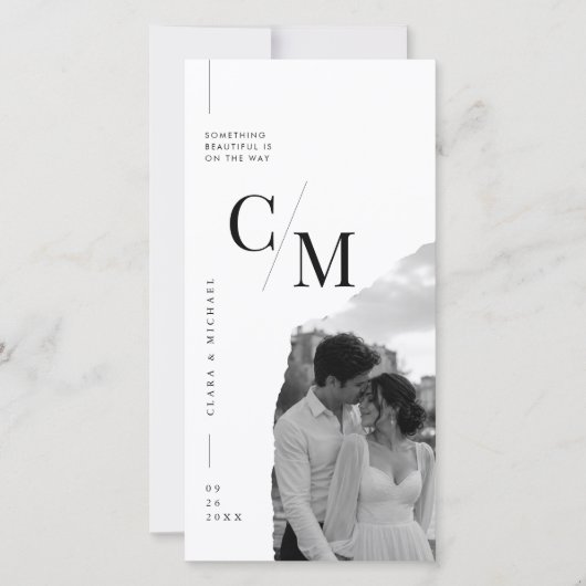Moderne Monogram QR Save the Date Trouwkaart. (Voorkant)