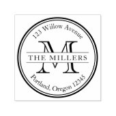 Moderne Monogram Rand Naam Terugkeeradres Zelfinktende Stempel (Design)