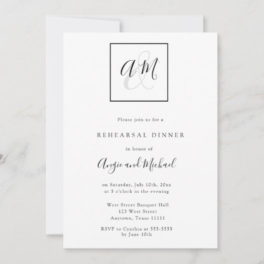 Moderne monogram repetitie binnenste uitnodigingen (Voorkant)