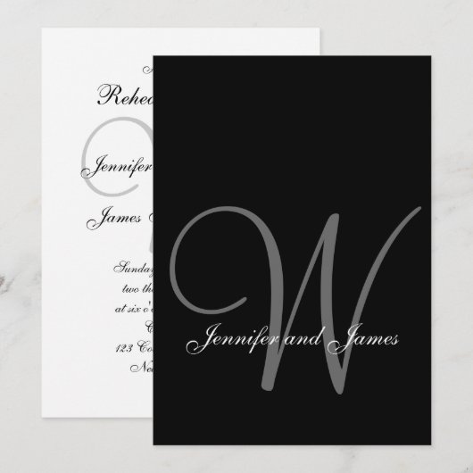 Moderne Monogram Repetitie Diner Uitnodiging (Voorkant / Achterkant)