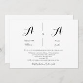 Moderne monogram repetitie dineruitnodigingen kaart (Voorkant / Achterkant)