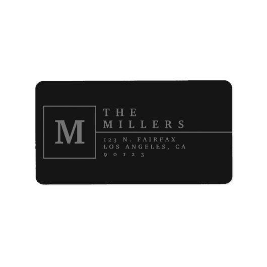 Moderne Monogram Retouradres Etiket (Voorkant)