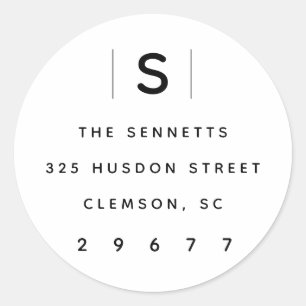 Moderne monogram retouradres label sticker