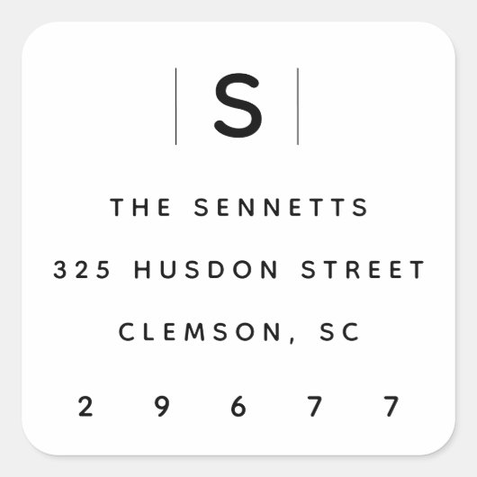 Moderne monogram retouradres label sticker (Voorkant)
