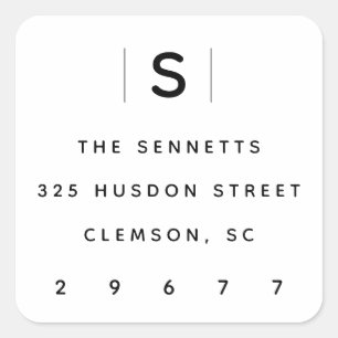 Moderne monogram retouradres label sticker