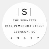Moderne Monogram Retouradres Ronde Sticker (Voorkant)