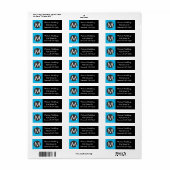 Moderne monogram retouradreslabels etiket (Full Sheet)