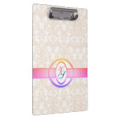 Moderne monogram Retro Antiek Patroon Roze Klembord (Rechts)