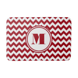 Moderne Monogram Rode Chevron Stripes Badmat