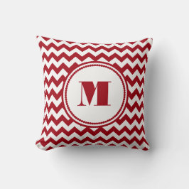 Moderne Monogram Rode Chevron Stripes Kussen