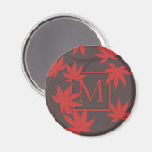 Moderne Monogram Rode Esdellaub Grijs Magneet (Voorkant / Achterkant)